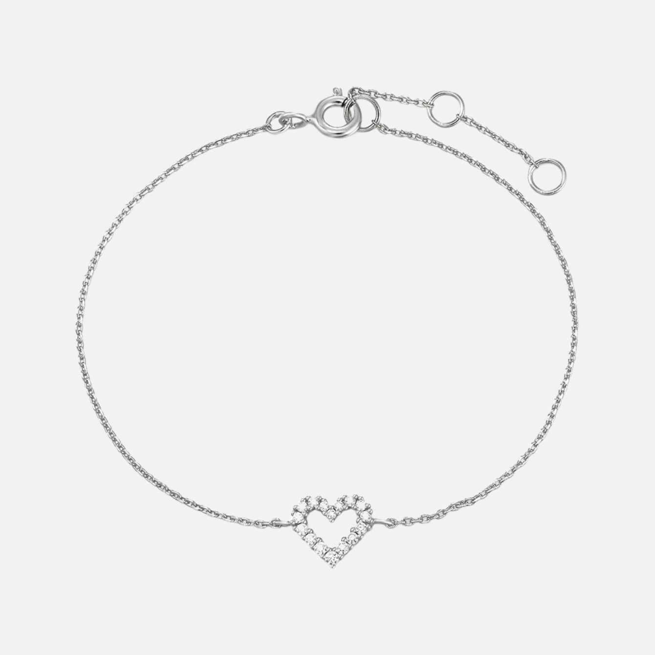 Bracelet en Cuir avec Charme Coeur Cristal Étincelant