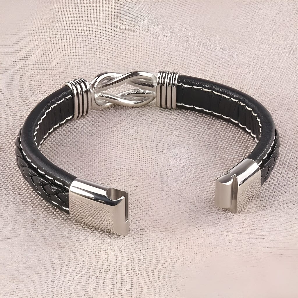 Bracelet en cuir tressé « Lien Éternel entre Mère et Fils »