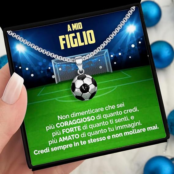GoalBoy™ Collier balón de fútbol con dedicatoria "A mi hijo"