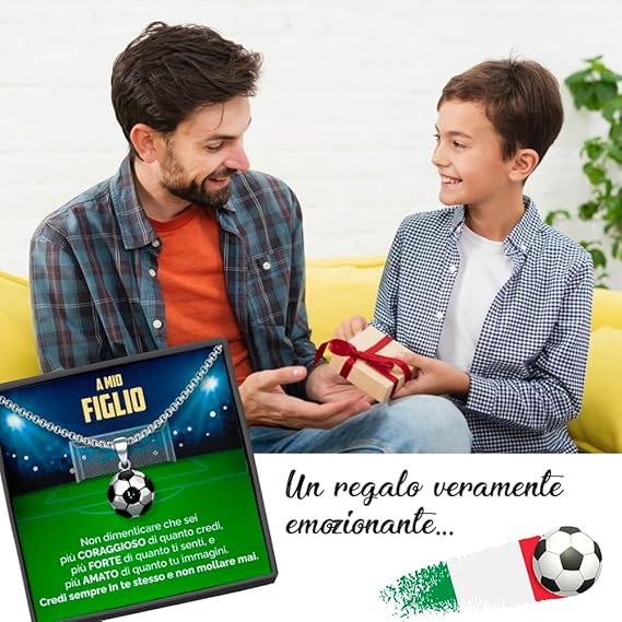 GoalBoy™ Collier balón de fútbol con dedicatoria "A mi hijo"