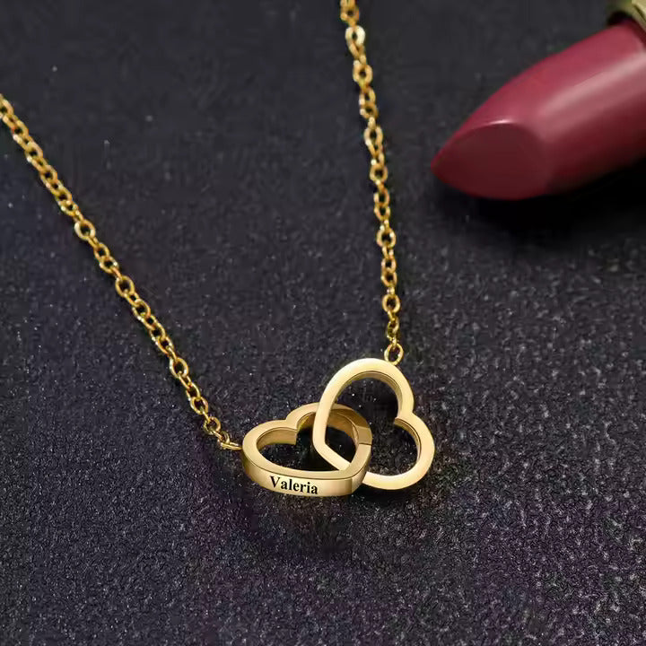 Cofre Manzana Rosa Eterna & Collar Corazón Personalizado