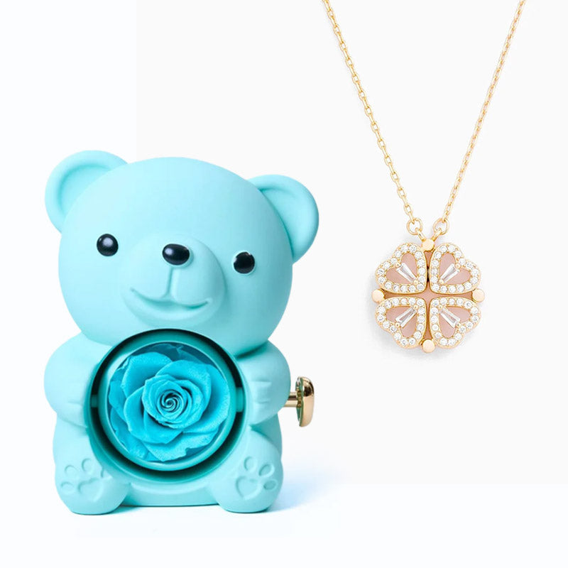 Coffret Ours & Collier - "Cœur Porte-Bonheur"