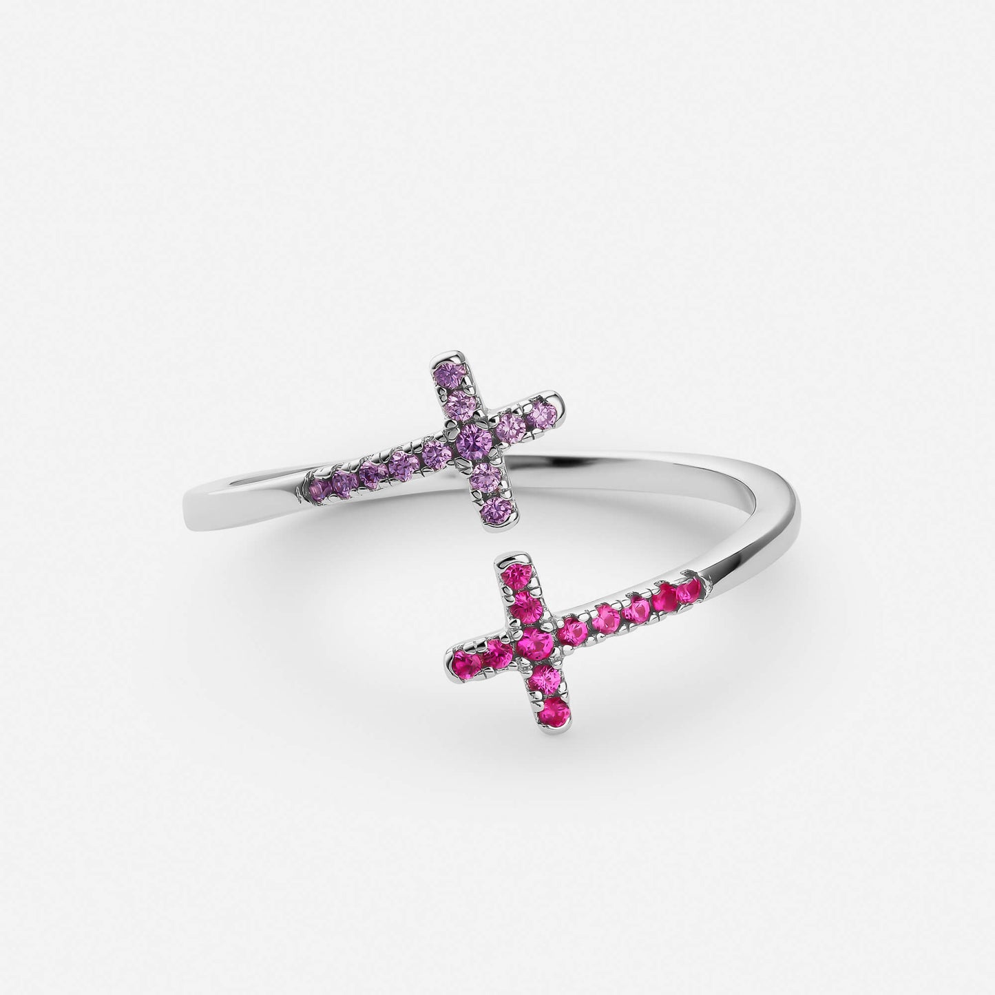 Bague Élégante Double Croix en Argent