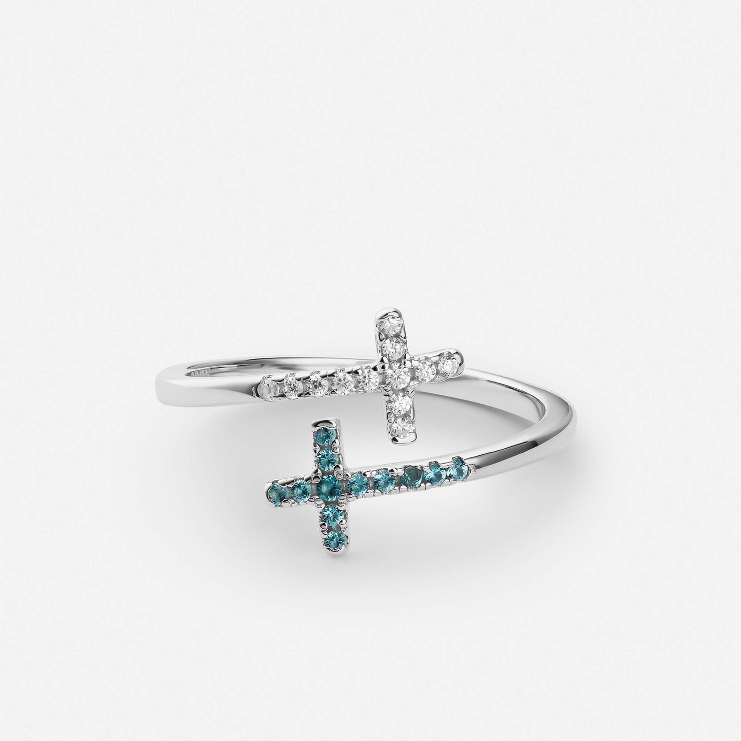 Bague Élégante Double Croix en Argent