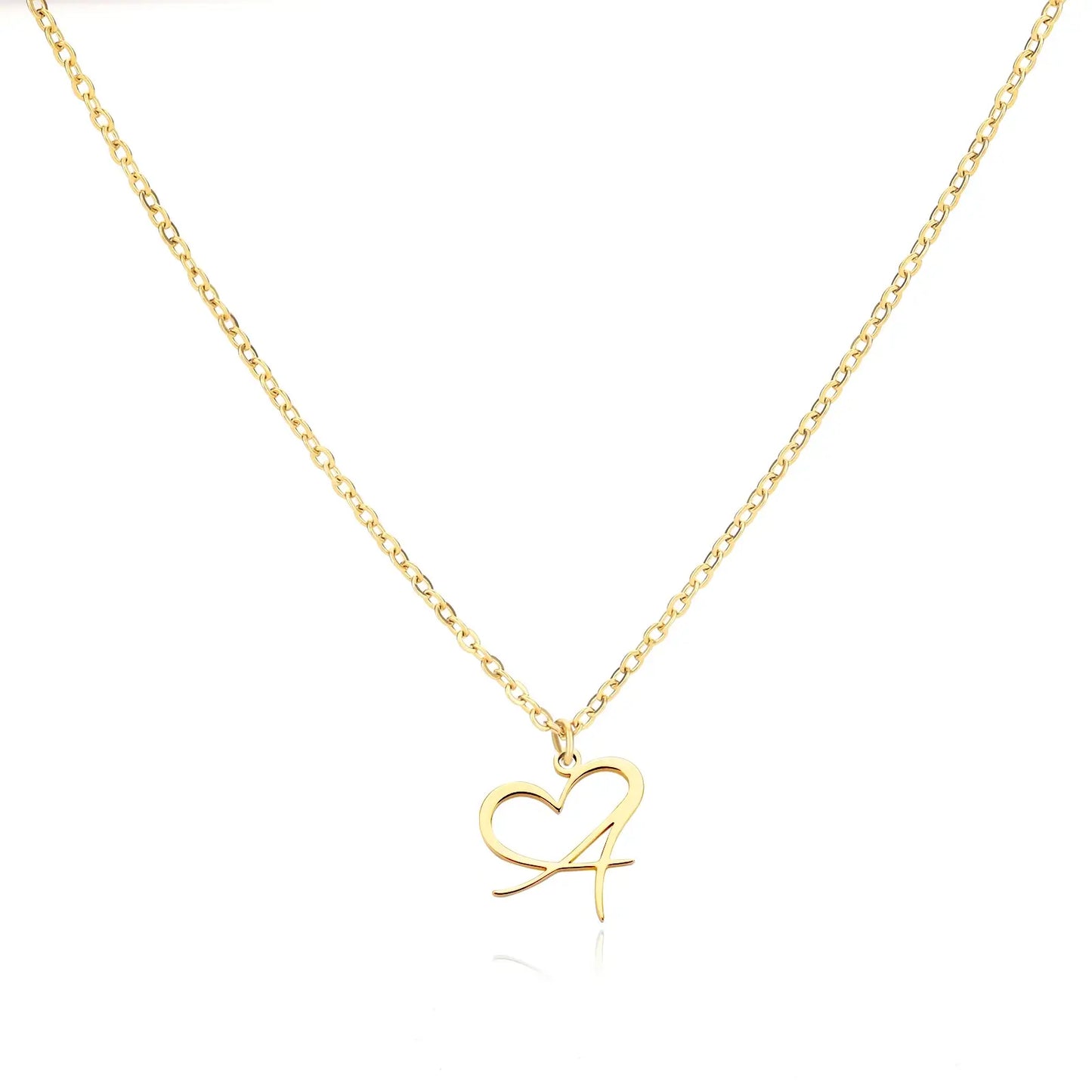 Collier Prénom Personnalisé en Cursive avec Pendentif en Cœur