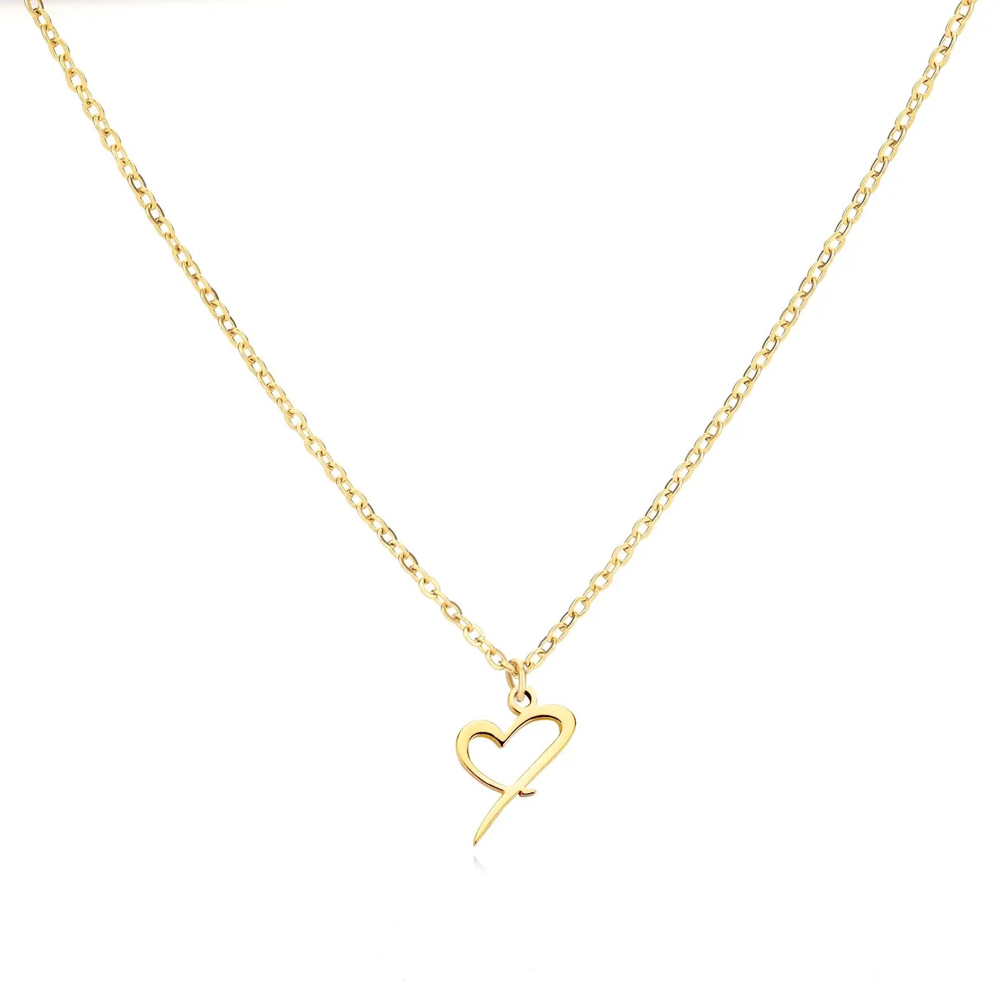 Collier Prénom Personnalisé en Cursive avec Pendentif en Cœur