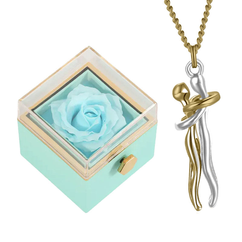 Coffret Rose Éternel & Collier Amour Éternel