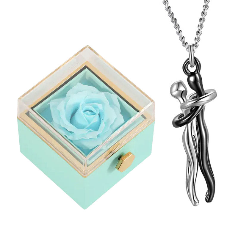 Coffret Rose Éternel & Collier Amour Éternel