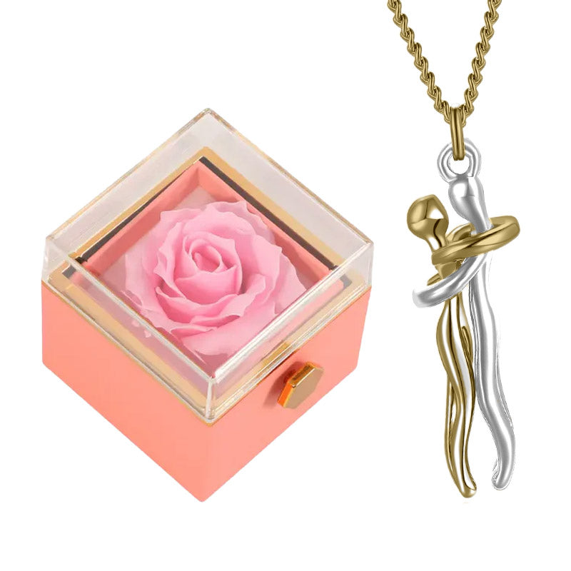 Coffret Rose Éternel & Collier Amour Éternel