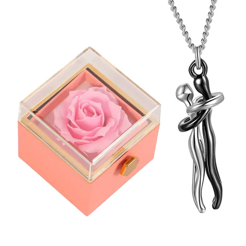 Coffret Rose Éternel & Collier Amour Éternel