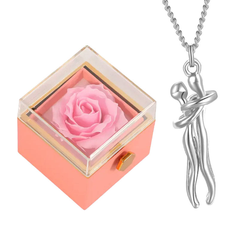 Coffret Rose Éternel & Collier Amour Éternel