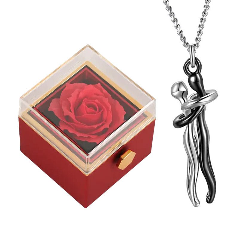Coffret Rose Éternel & Collier Amour Éternel