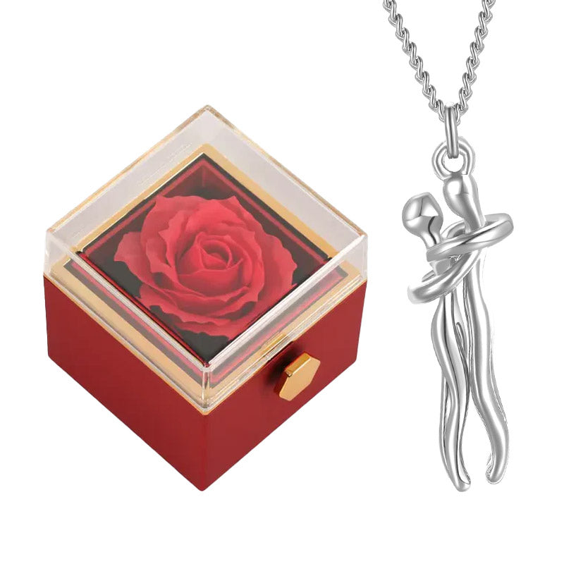 Coffret Rose Éternel & Collier Amour Éternel