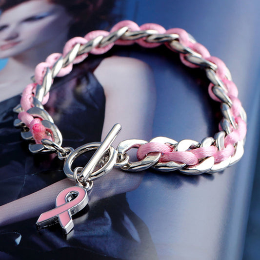 Bracelet Coeur Rose - "Ensemble contre le cancer du sein"